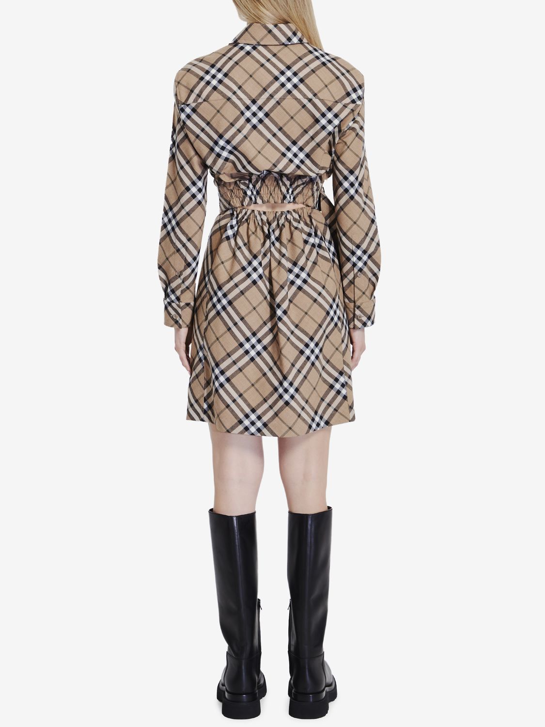 BURBERRY Embroidered Check Mini Shirt Dress for Women