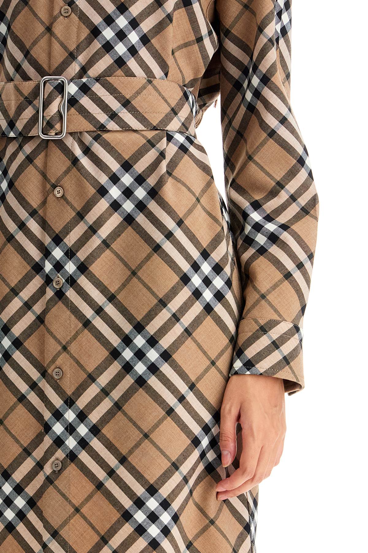 BURBERRY Embroidered Check Mini Shirt Dress for Women