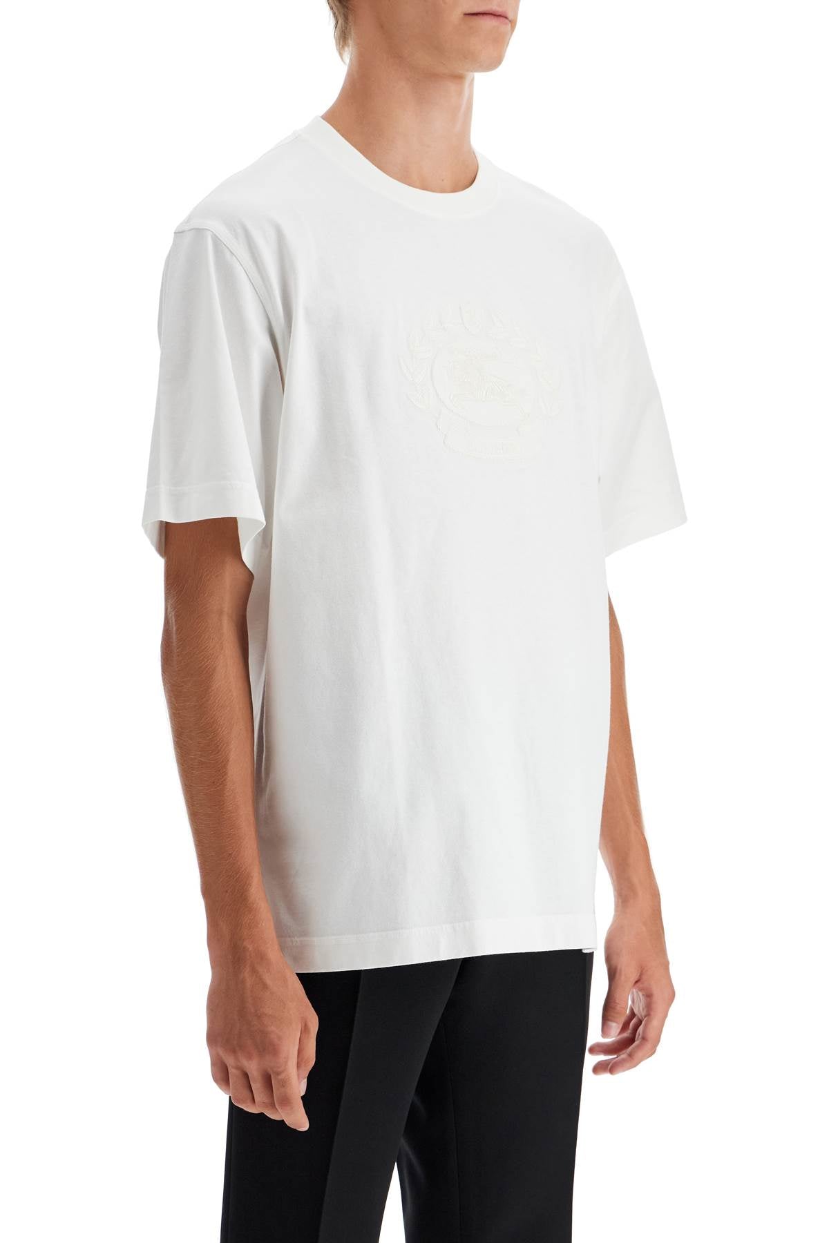 BURBERRY Emblem Embroidered Cotton T-Shirt