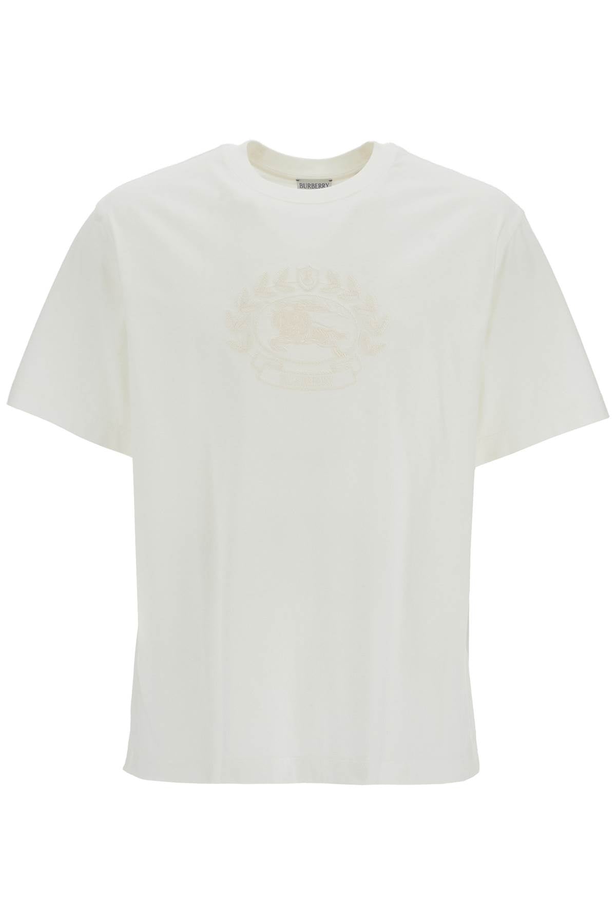 BURBERRY Emblem Embroidered Cotton T-Shirt