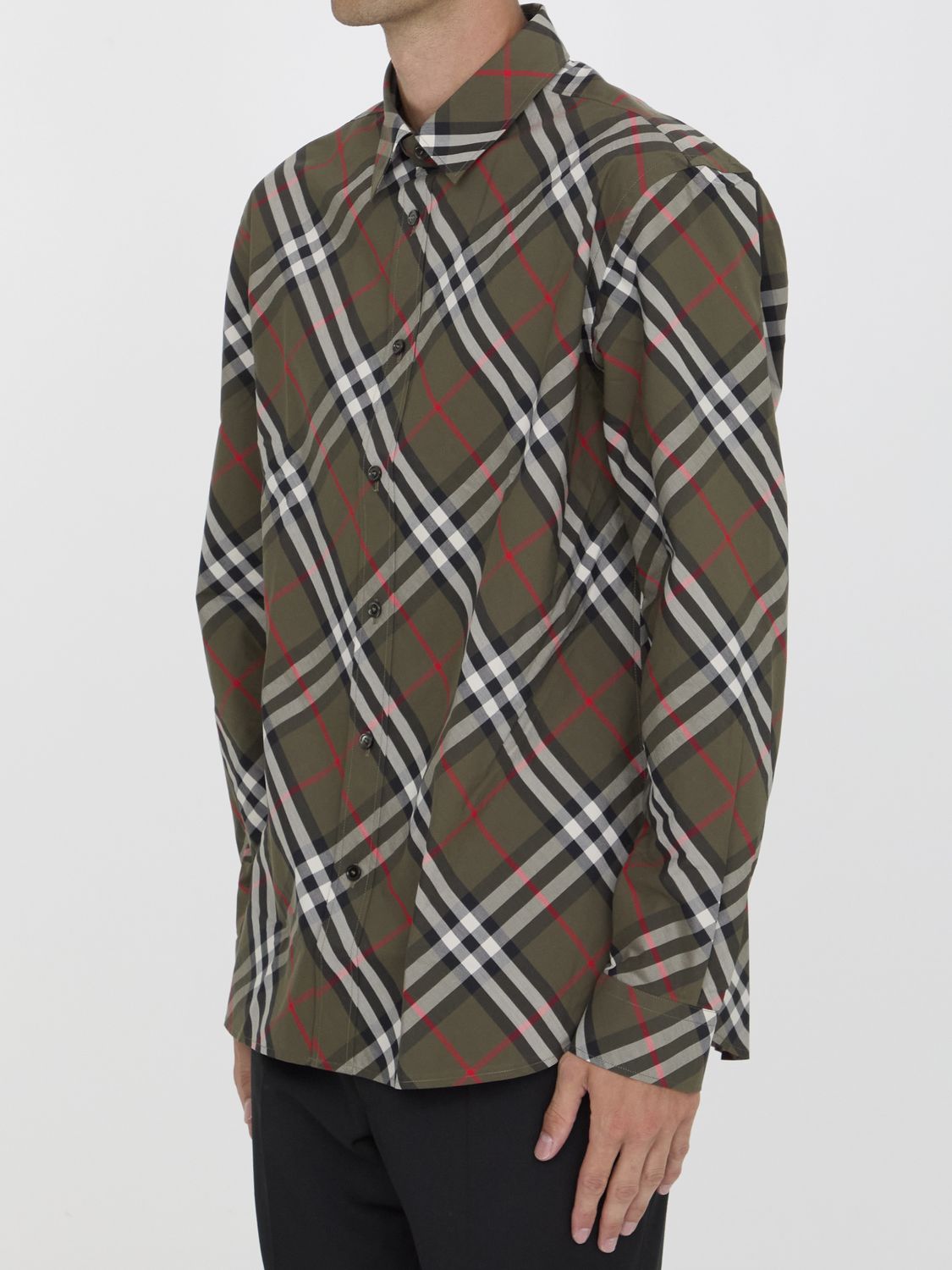 BURBERRY Embroidered Checked Poplin Shirt for Men