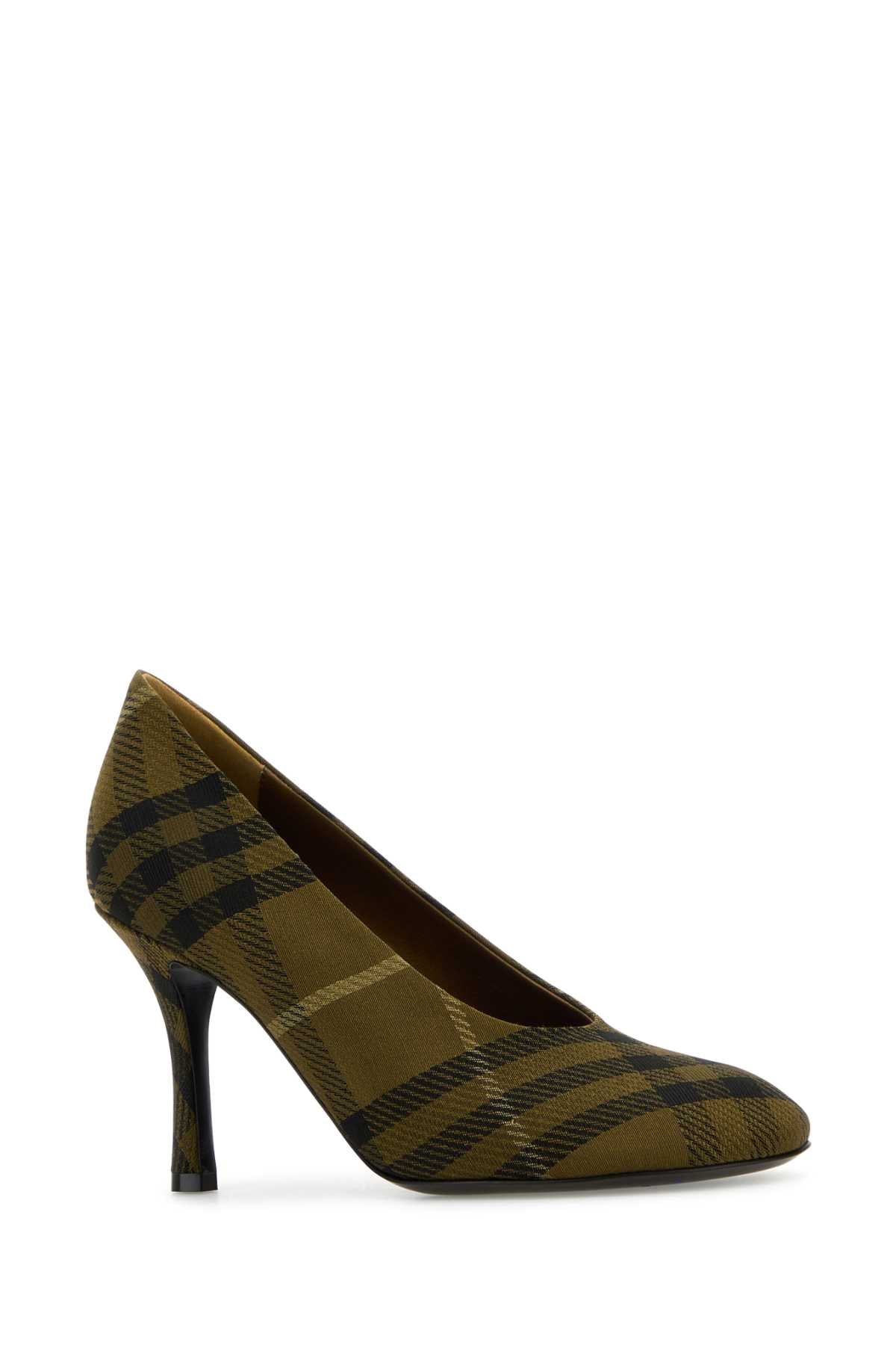 BURBERRY Embroidered Checked Canvas Pumps