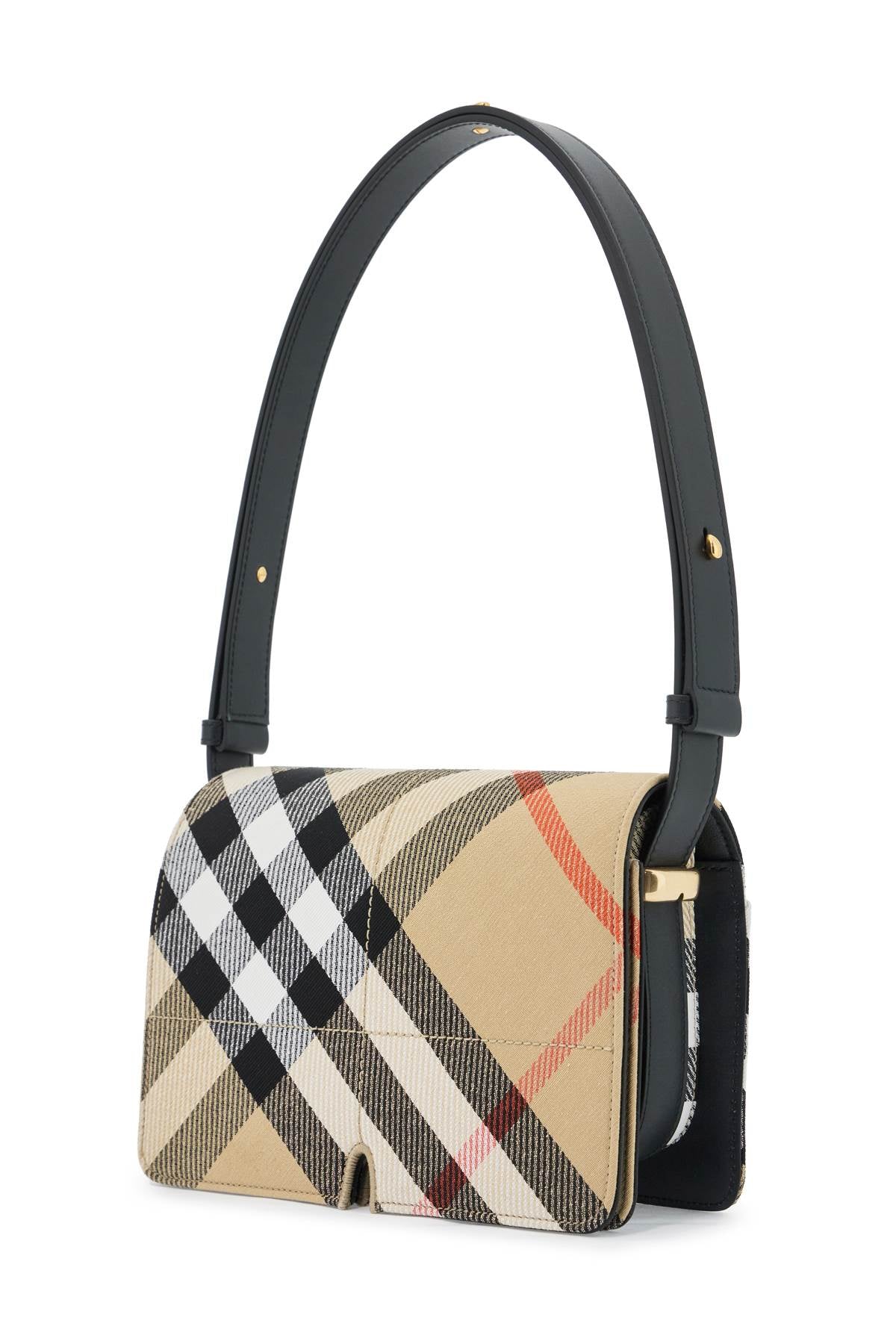 BURBERRY Mini Check Pattern Handbag with Adjustable Shoulder Strap