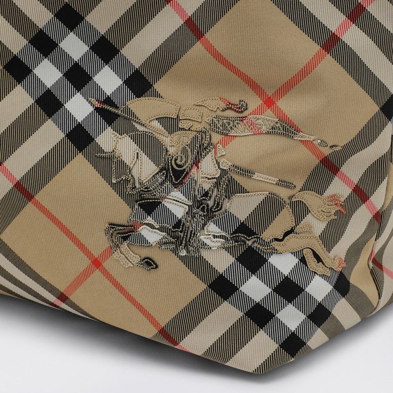 BURBERRY Check Fabric Tote Handbag - 33 CM Width