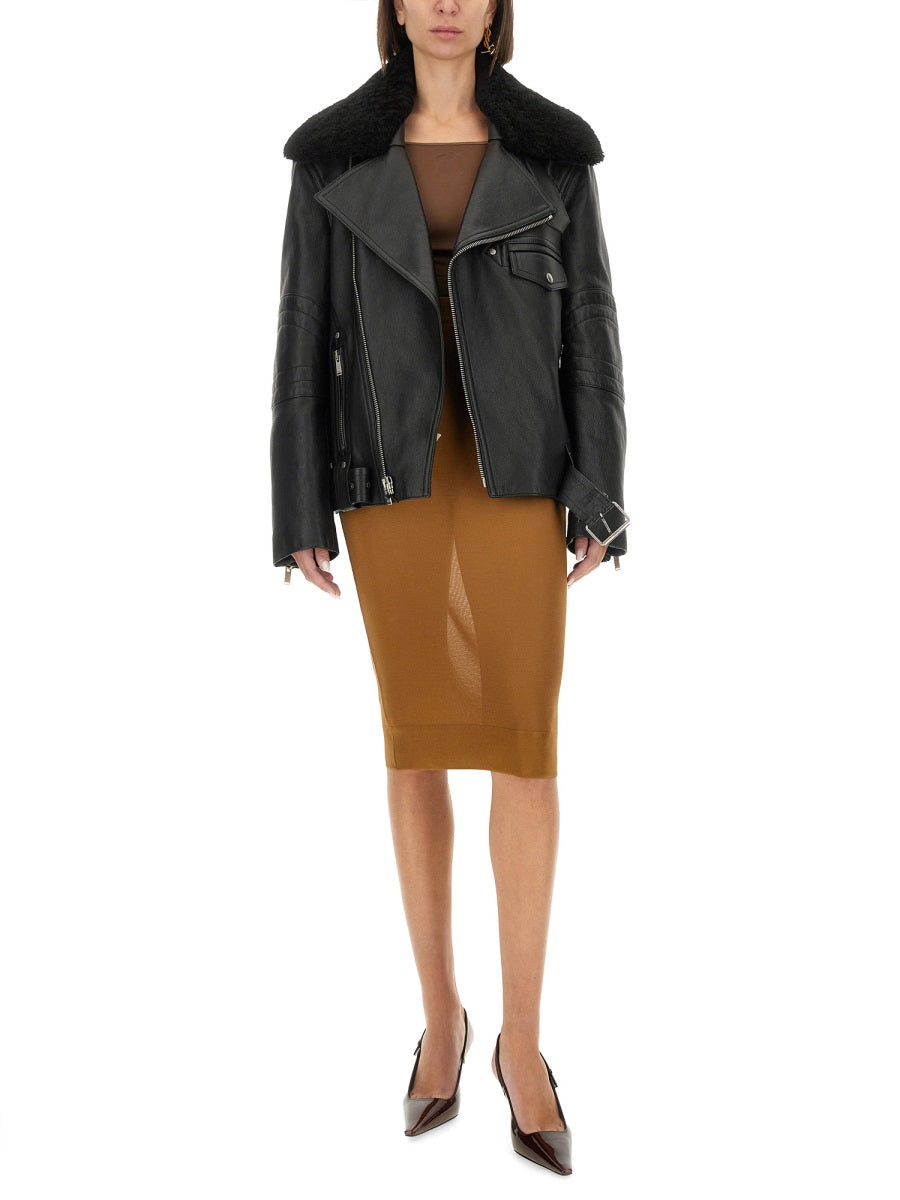 SAINT LAURENT Essential Leather Biker Jacket - Women's Size 40