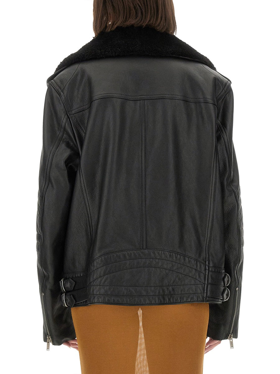 SAINT LAURENT Essential Leather Biker Jacket - Women's Size 40