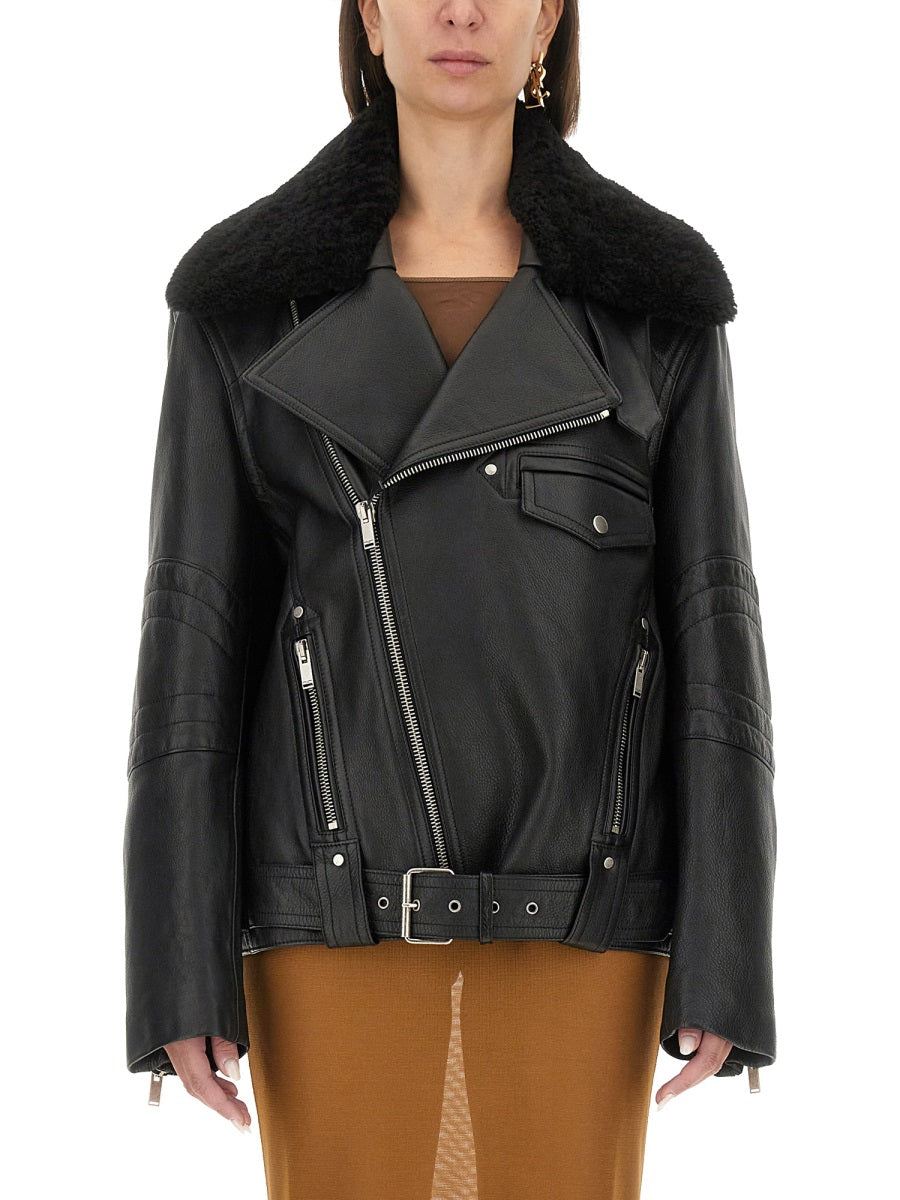 SAINT LAURENT Essential Leather Biker Jacket - Women's Size 40