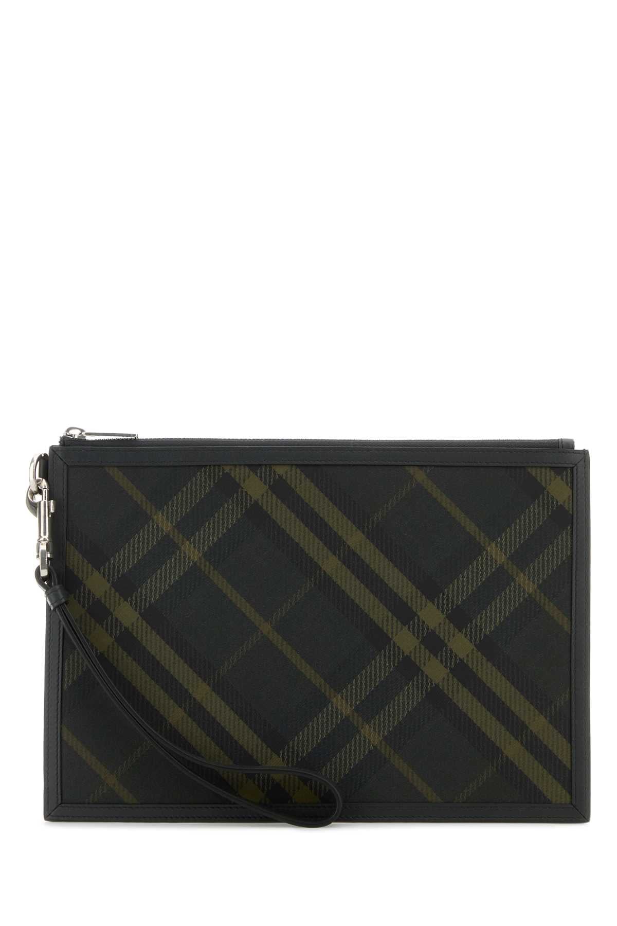 BURBERRY Embroidered Canvas Clutch Bag