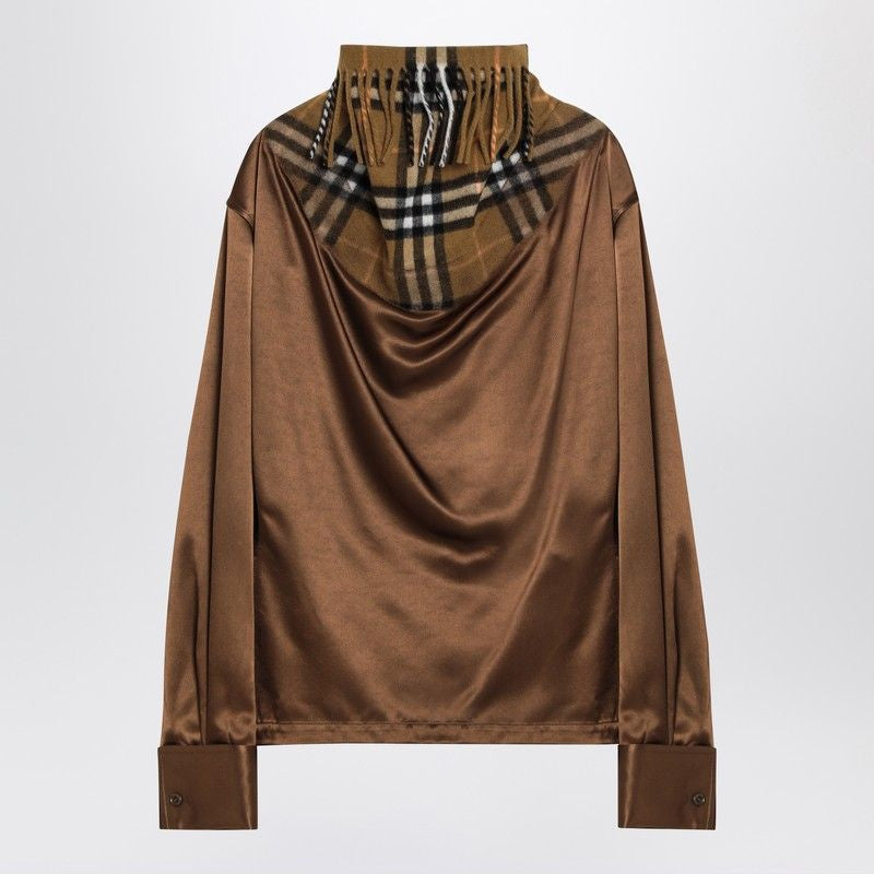 BURBERRY Satin Shirt with Check Panel