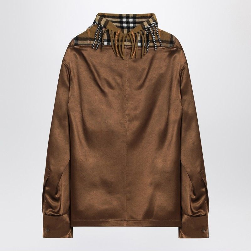 BURBERRY Satin Shirt with Check Panel