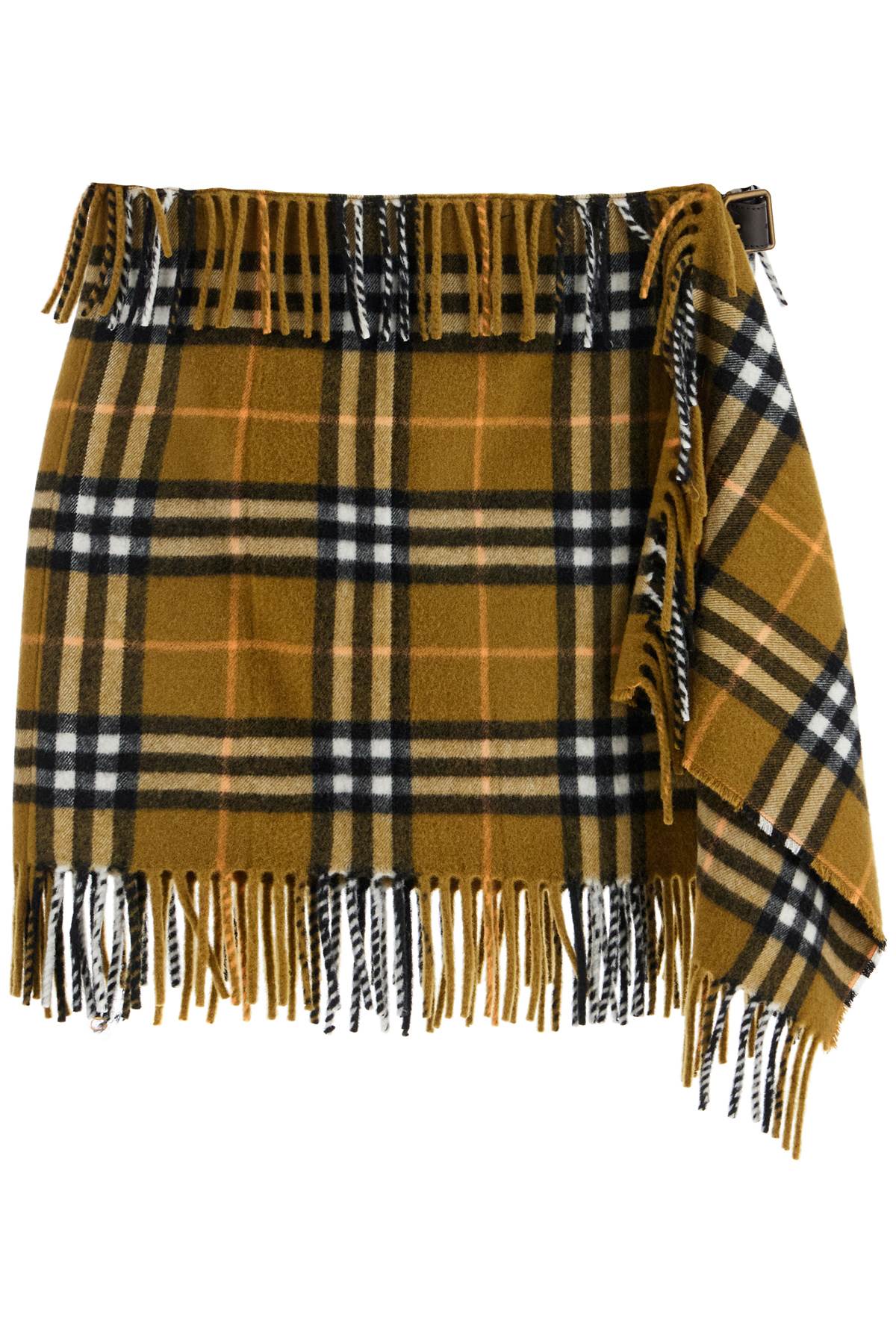 BURBERRY Wool and Cashmere Check Scarf Style Skirt - Size S