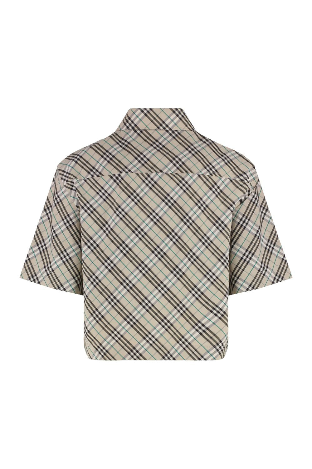 BURBERRY Checkered Design Cropped-Length Cotton Shirt for Women