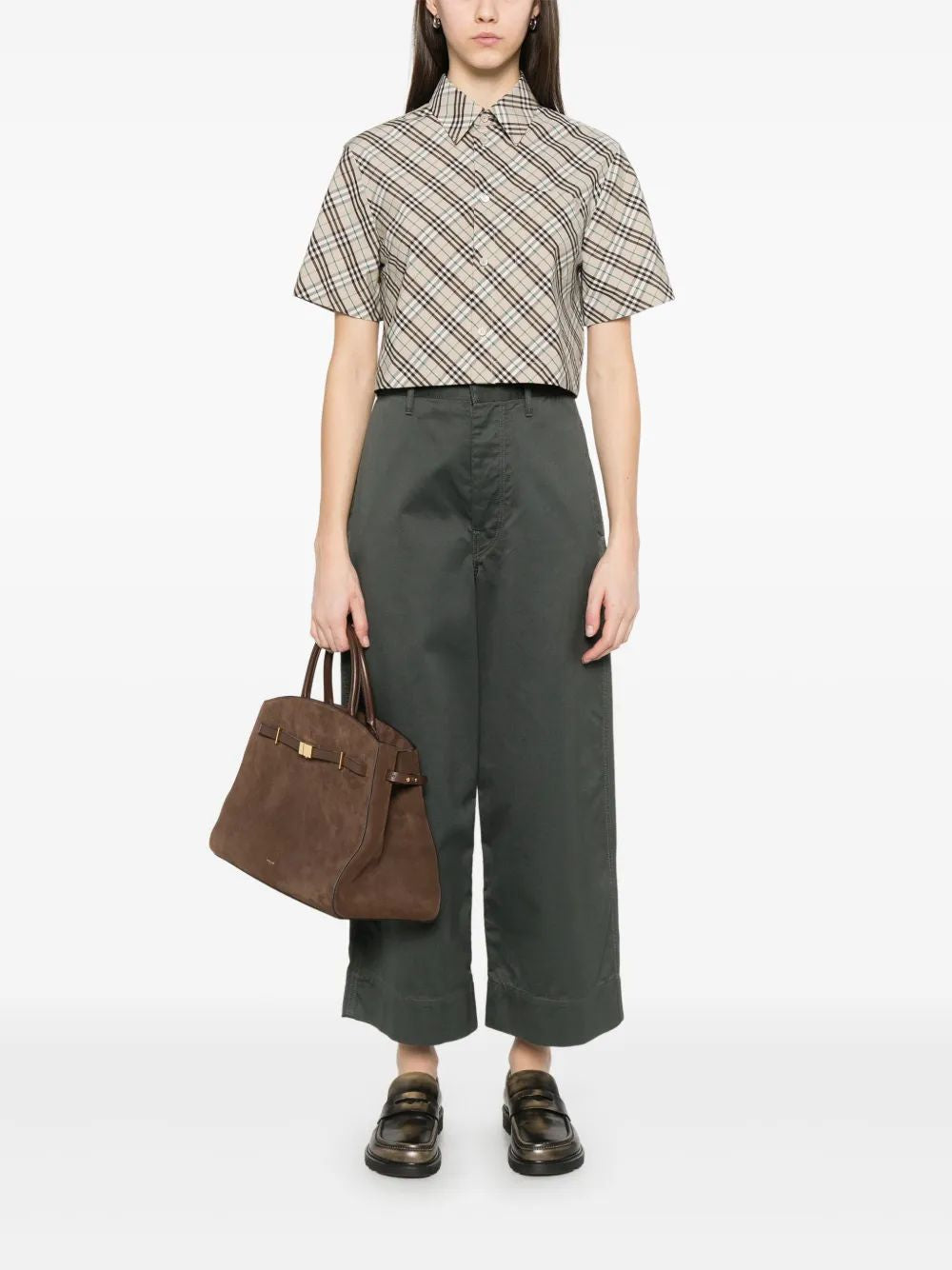 BURBERRY Cropped Cotton Shirt - Size 8 UK