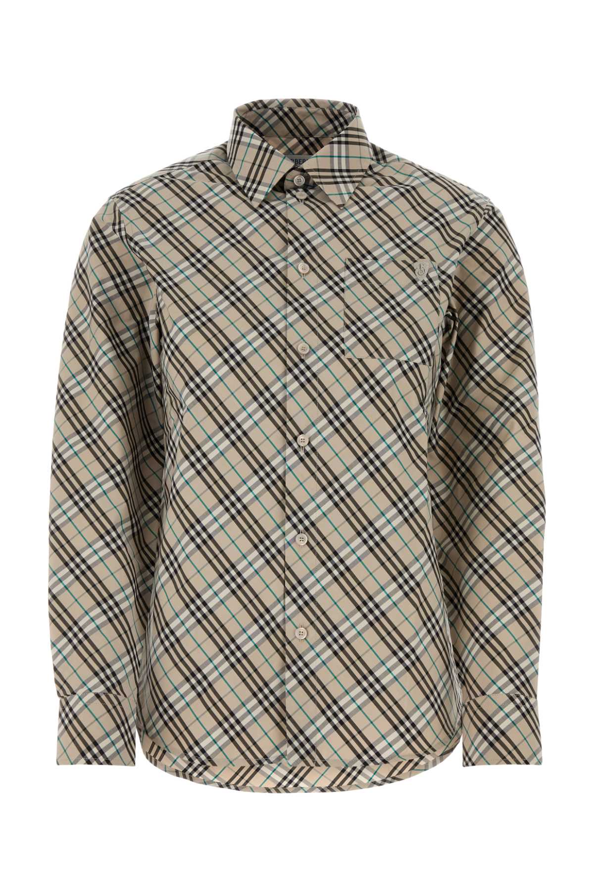 BURBERRY Embroidered Checked Poplin Shirt for Women