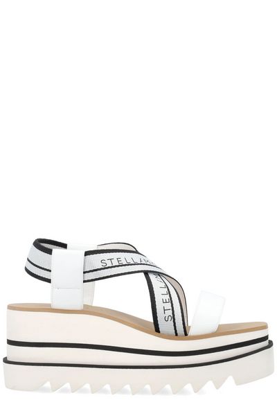 STELLA MCCARTNEY Mini Raffia/Canvas Platform Wedge Sandals