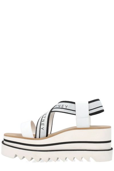STELLA MCCARTNEY Mini Raffia/Canvas Platform Wedge Sandals