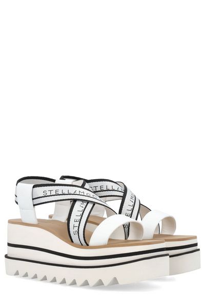 STELLA MCCARTNEY Mini Raffia/Canvas Platform Wedge Sandals