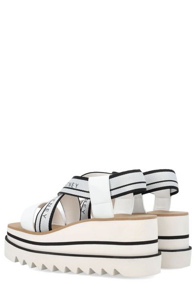 STELLA MCCARTNEY Mini Raffia/Canvas Platform Wedge Sandals