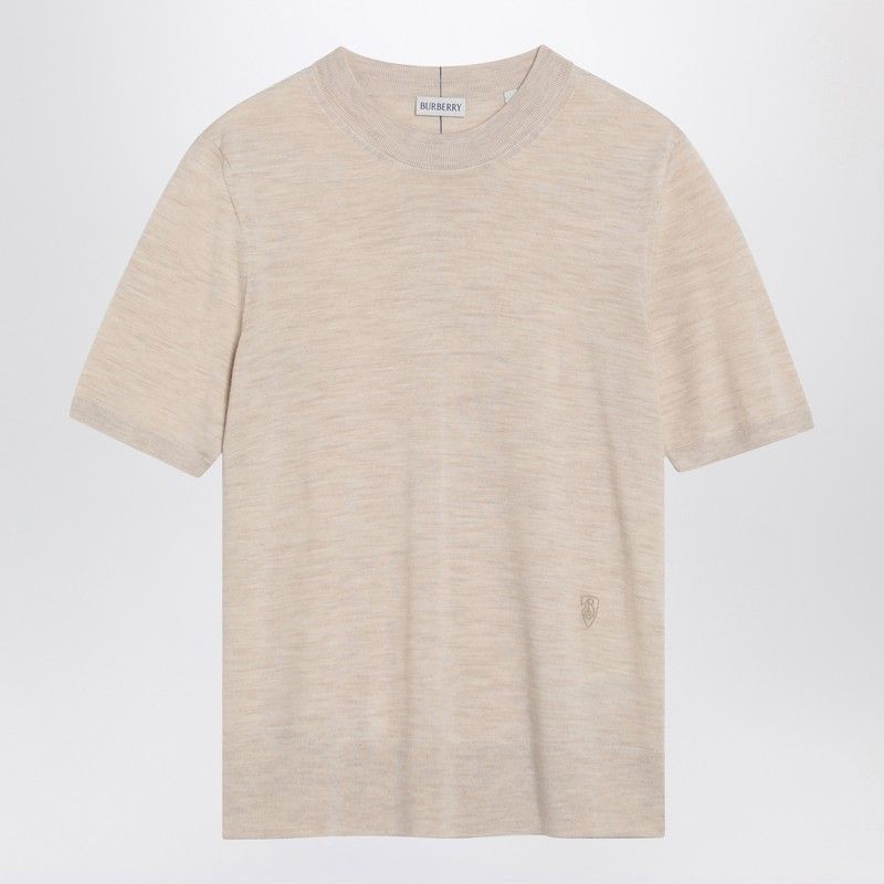 BURBERRY Wool Crew Neck Sweater with Slit Detail