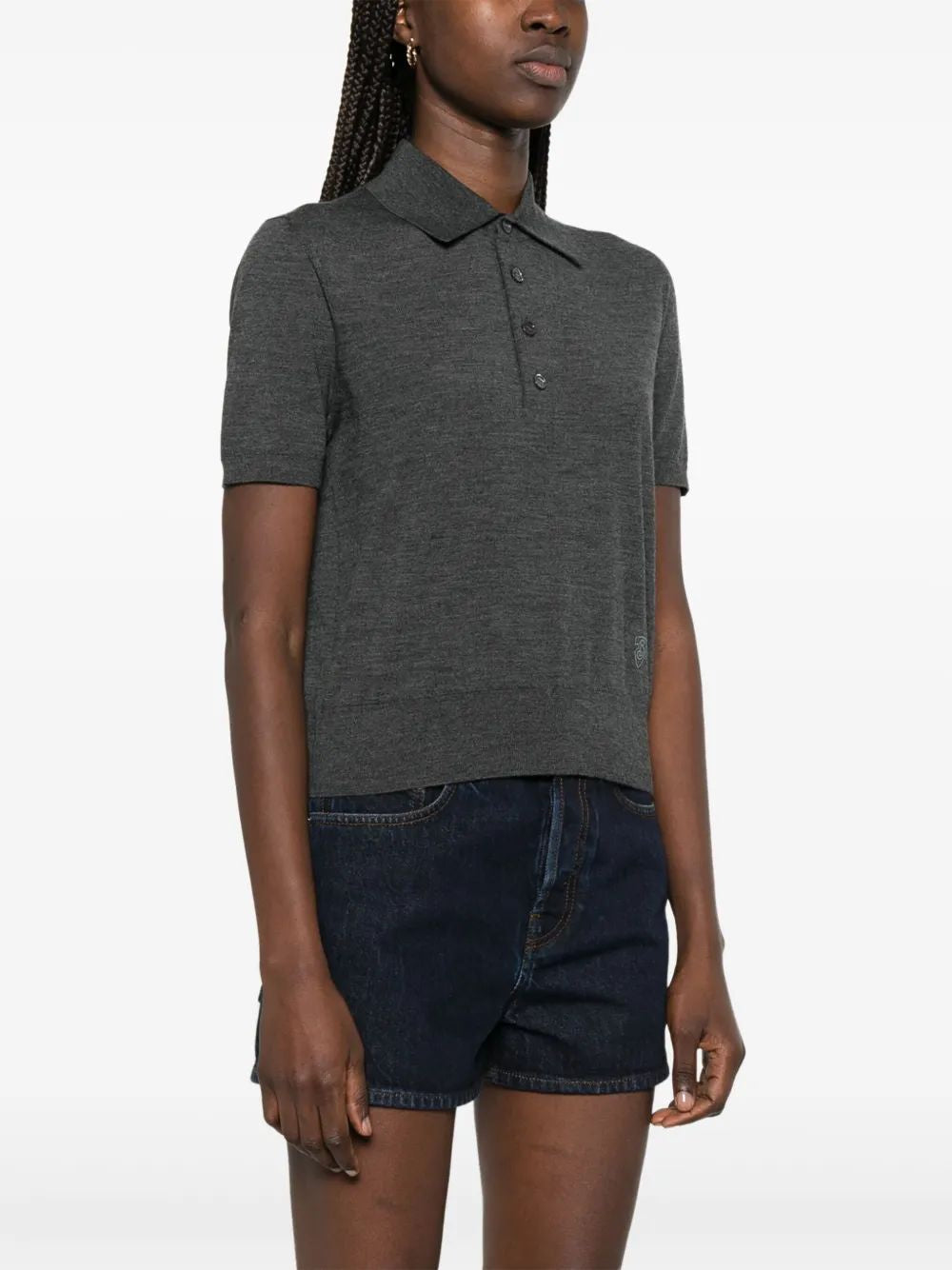 BURBERRY Lightweight Wool Polo Shirt for Her - Straight Cut, Short Sleeves
