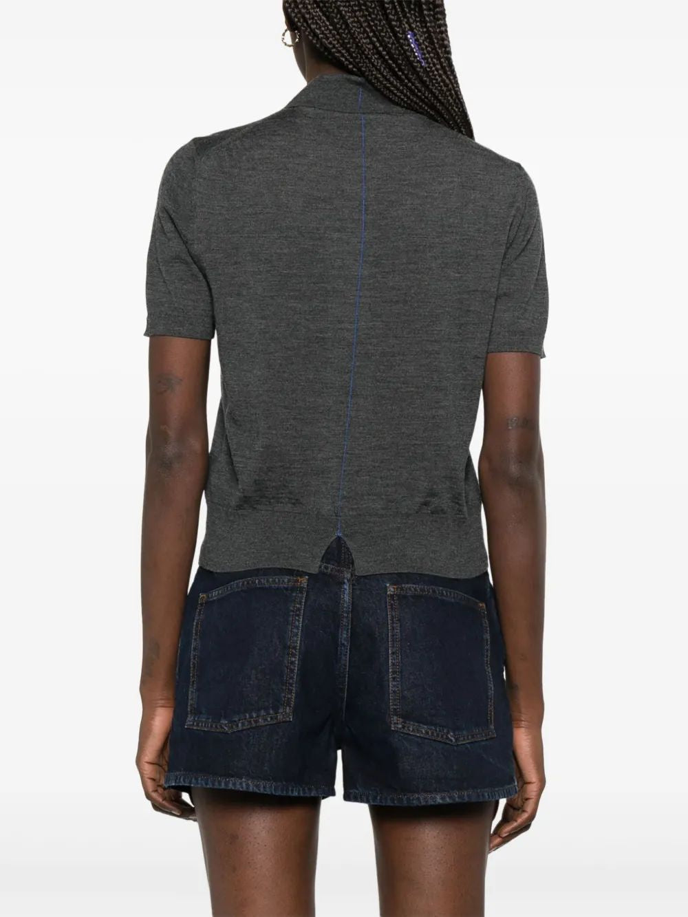 BURBERRY Lightweight Wool Polo Shirt for Her - Straight Cut, Short Sleeves