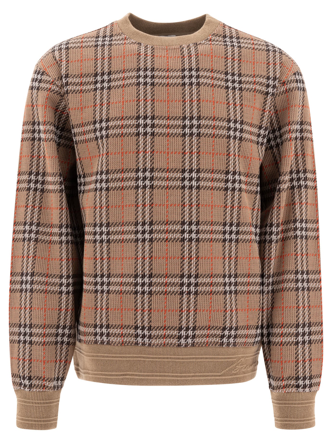 BURBERRY Cotton Check Crewneck Sweatshirt for Men