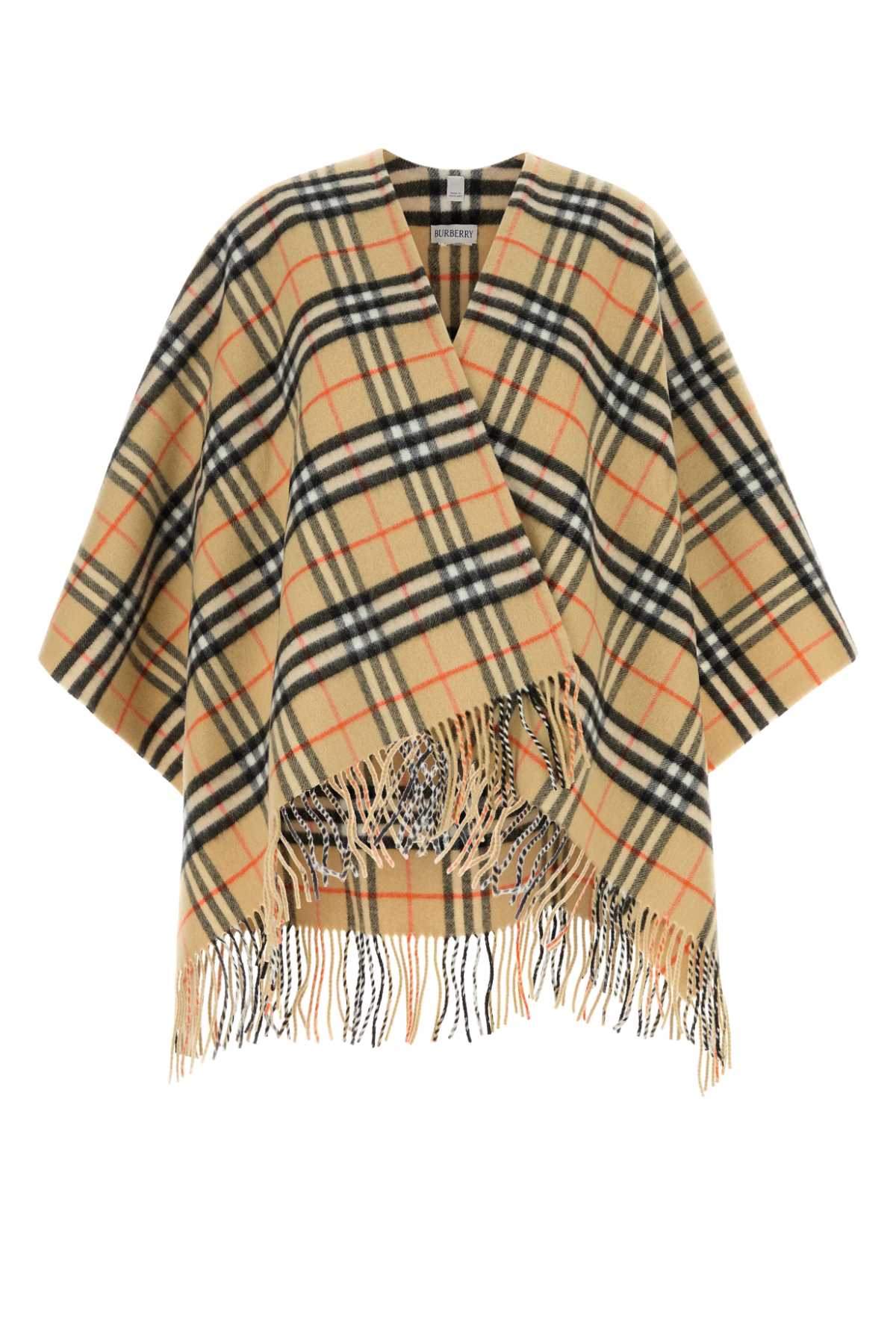 BURBERRY Checked Embroidered Wool Blend Cape for Women