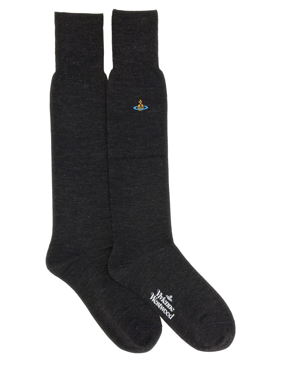 VIVIENNE WESTWOOD High Socks with Orb Embroidered - Perfect for Women