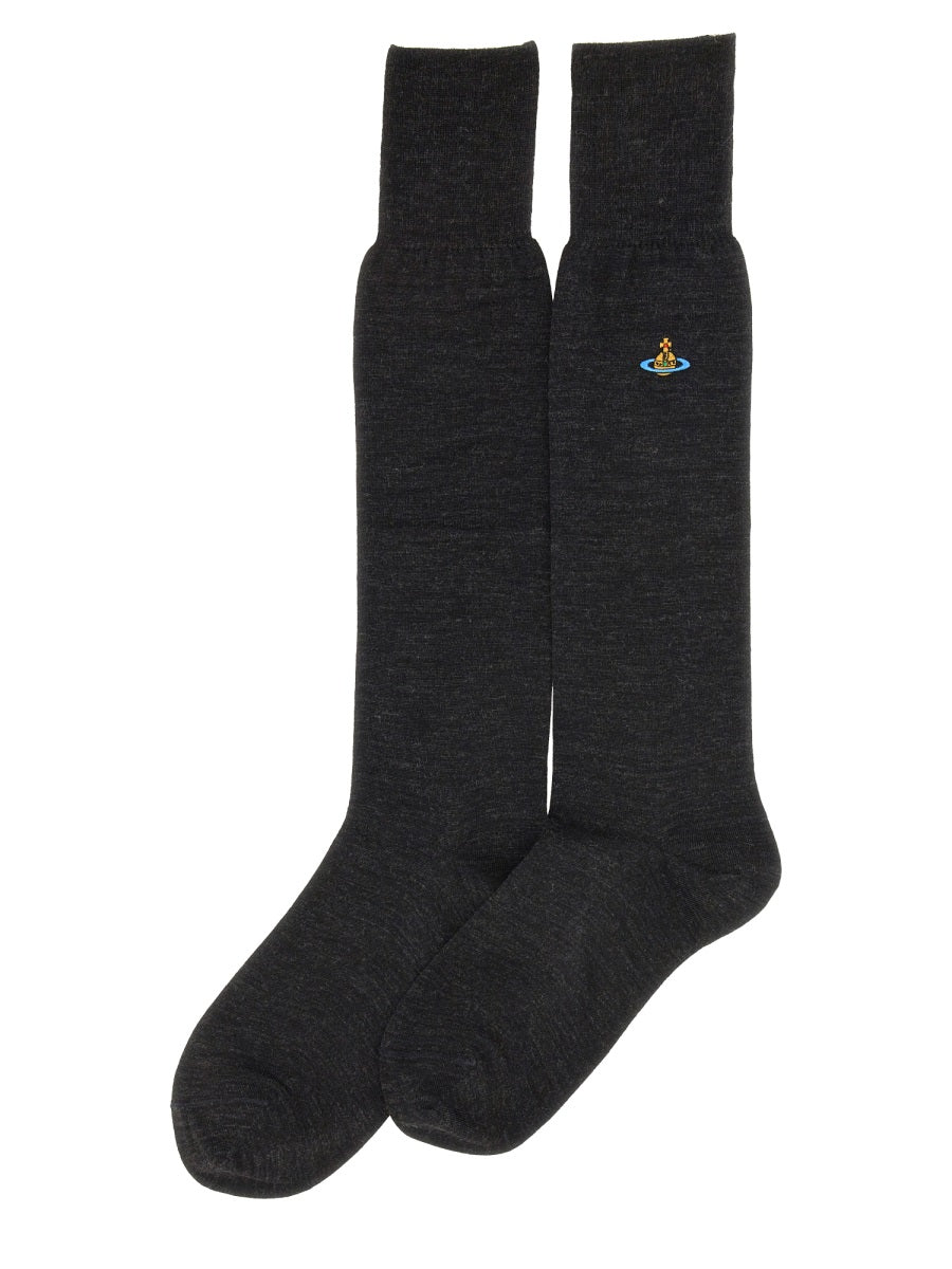 VIVIENNE WESTWOOD High Socks with Orb Embroidered - Perfect for Women