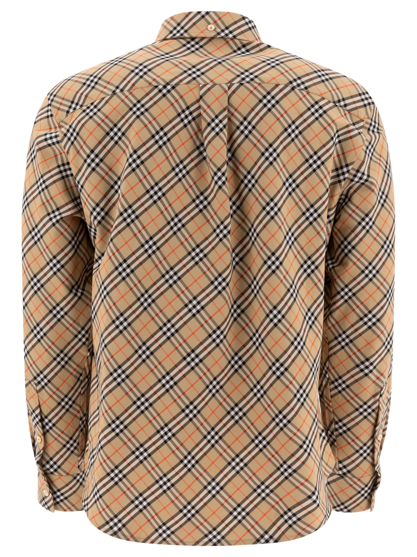 BURBERRY Cotton Check Shirt with Button-Down Collar for Men