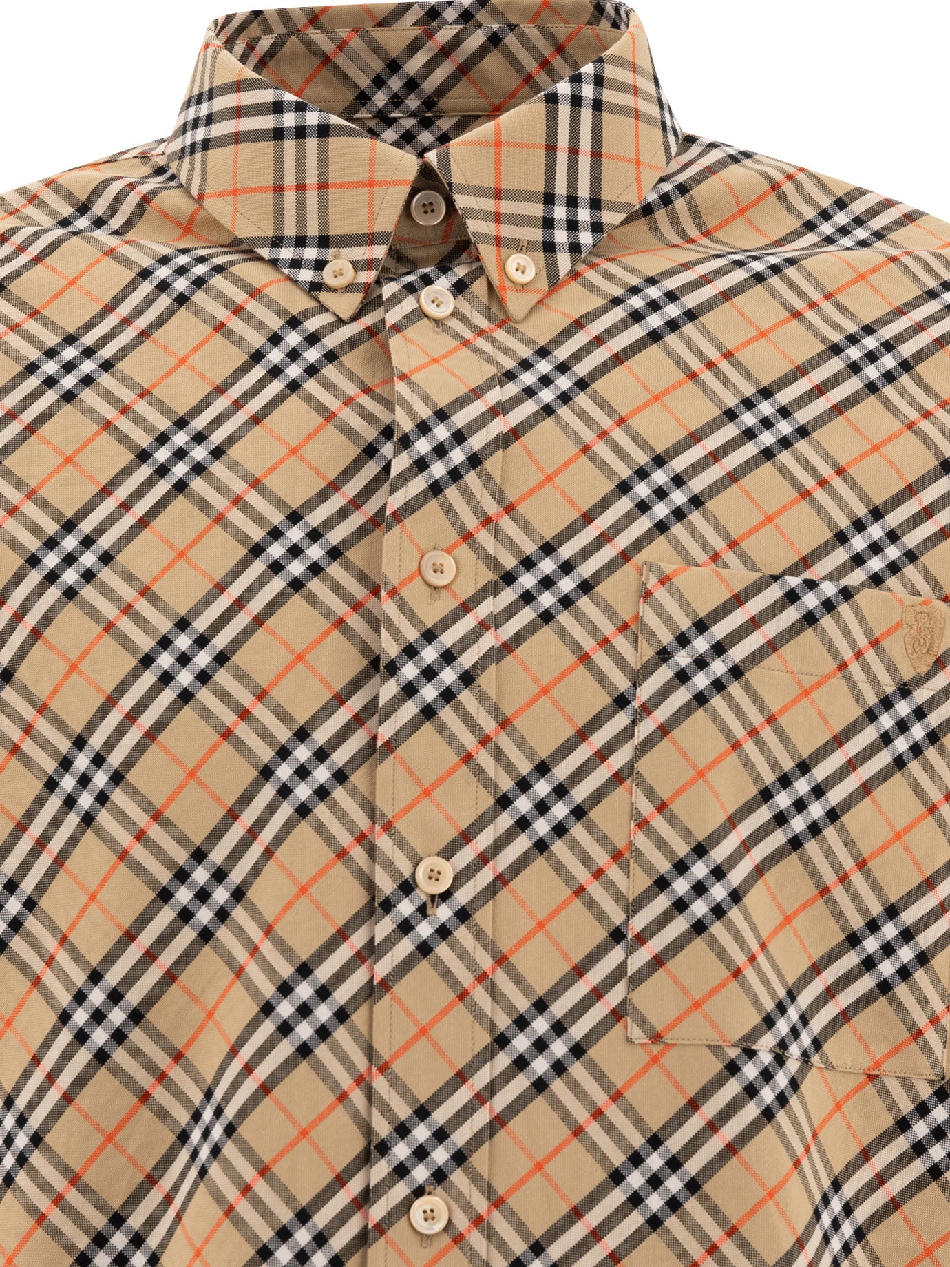 BURBERRY Cotton Check Shirt with Button-Down Collar for Men