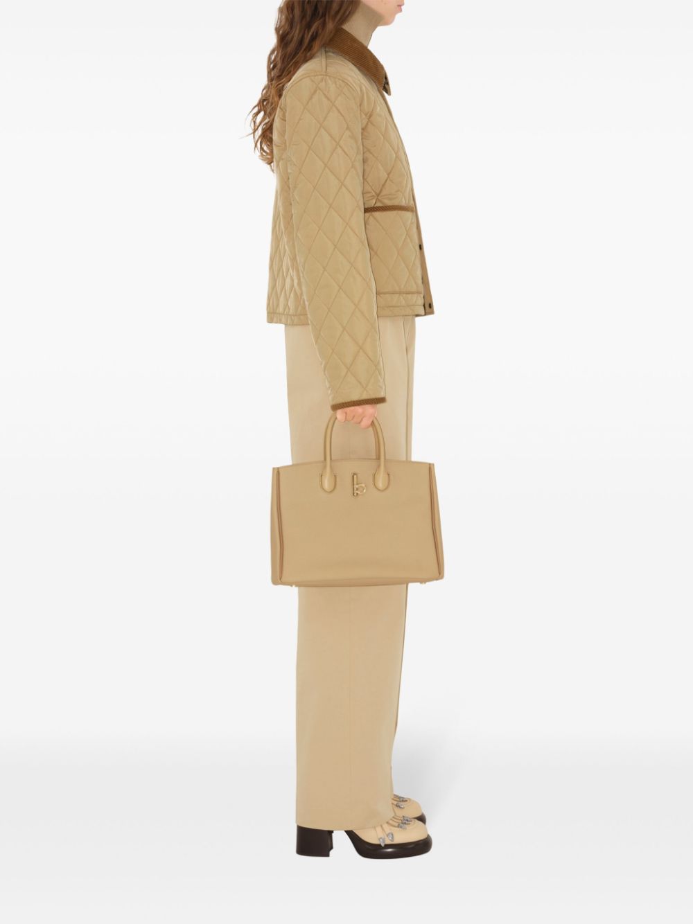 BURBERRY Textured Diamond Quilted Down Jacket with Buttons for Women