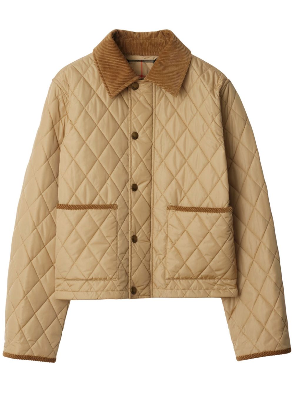 BURBERRY Textured Diamond Quilted Down Jacket with Buttons for Women