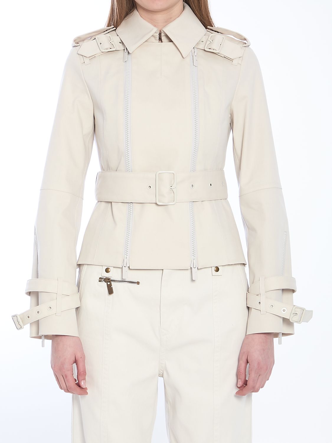 BURBERRY Cotton Jacket with Belt - Size 6