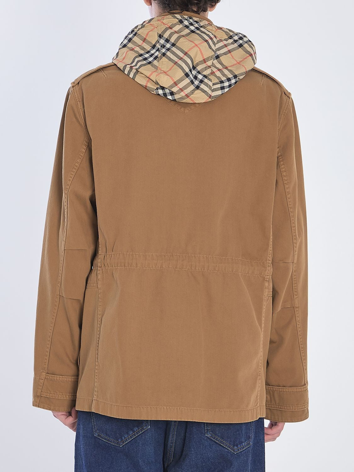 BURBERRY Packable Check Hooded Jacket - Size L