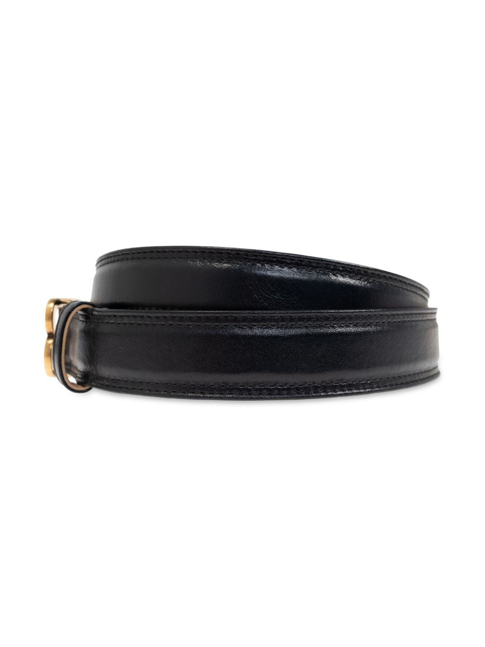 BALENCIAGA Soft Leather Belt with Antique Gold Buckle