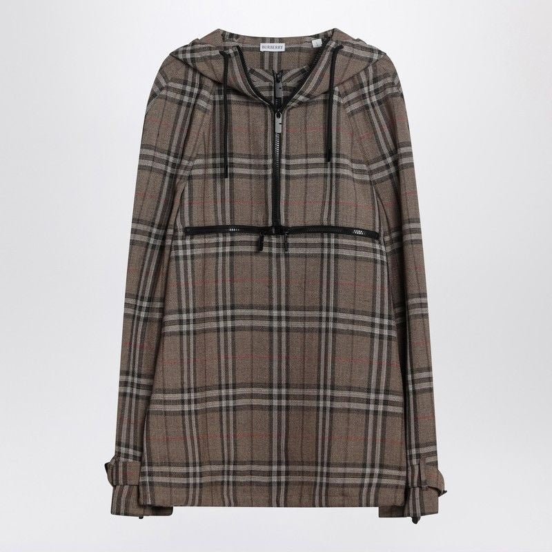 BURBERRY Half-Zip Jacket with Check Pattern for Men