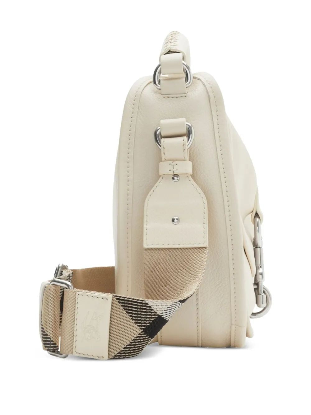 BURBERRY Mini Pebbled Calfskin Messenger Handbag