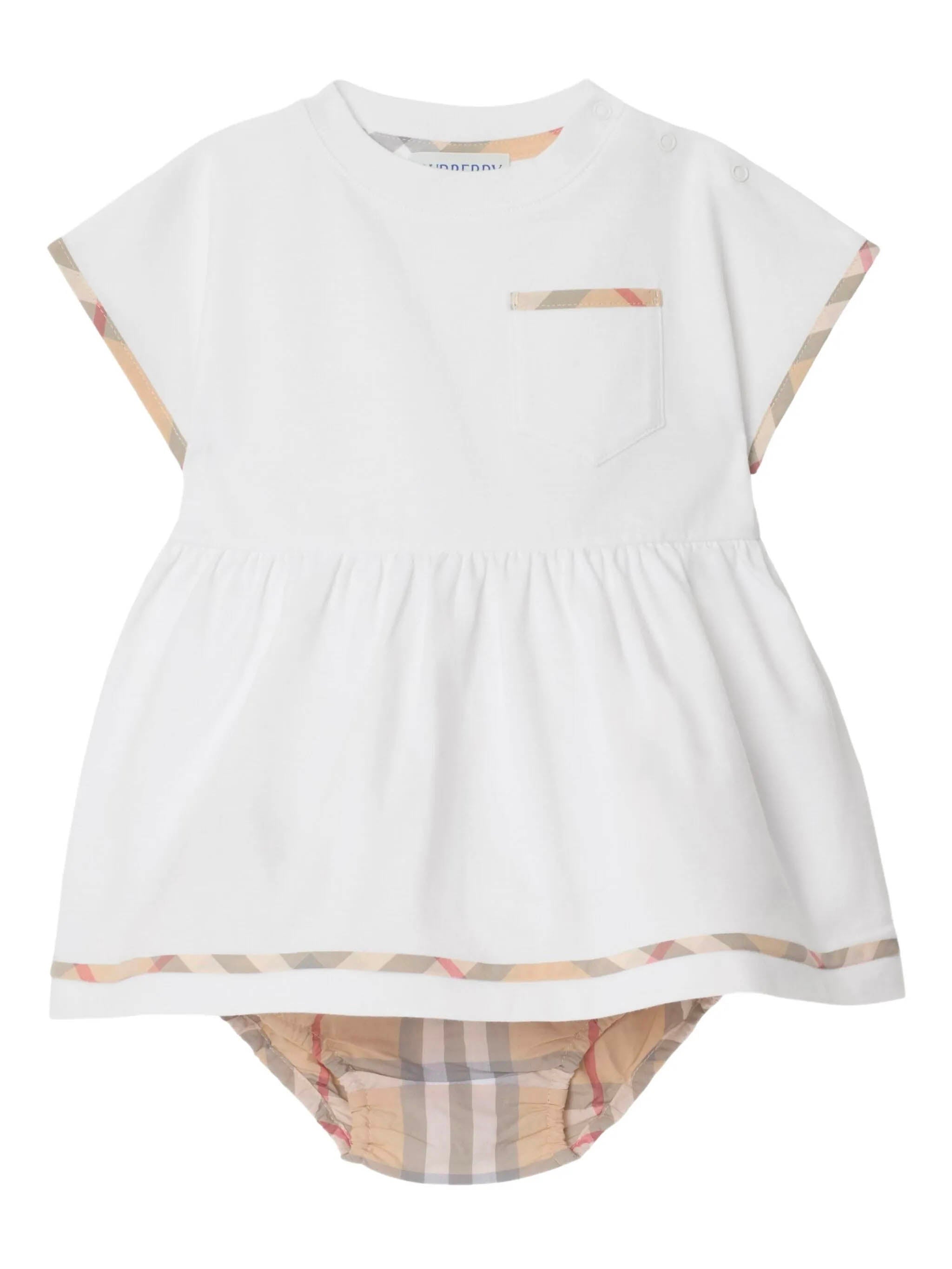 BURBERRY KIDS Kids' Check Trim Cotton Mini Dress with Bloomers