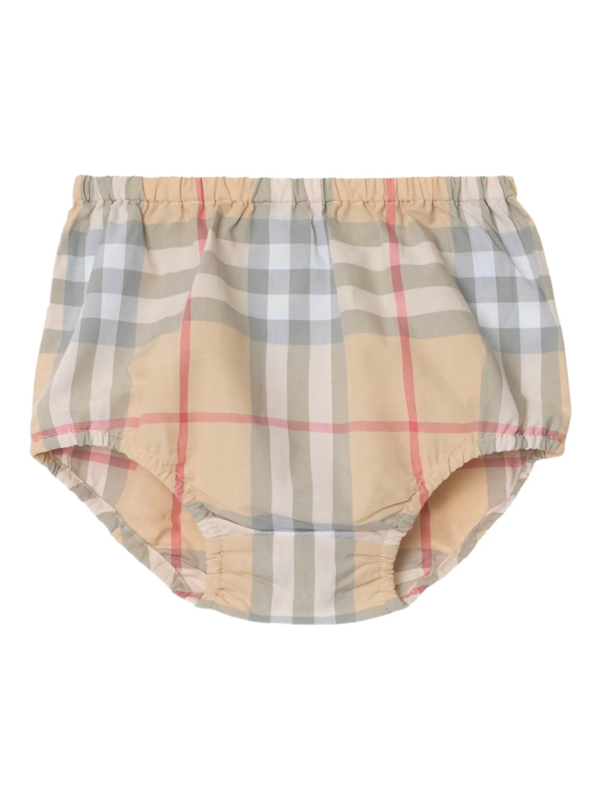 BURBERRY KIDS Kids' Check Trim Cotton Mini Dress with Bloomers