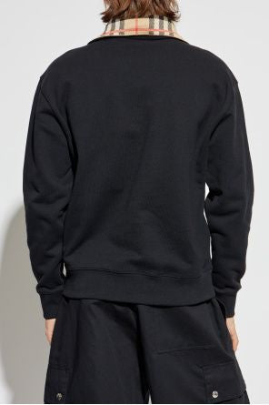 BURBERRY Check Collar Half-Zip Sweatshirt - Size M