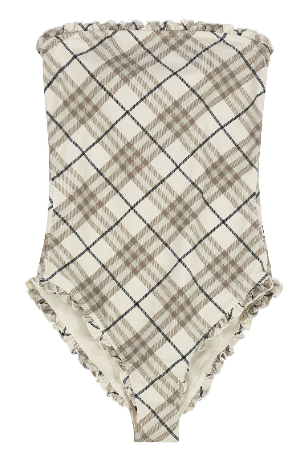 BURBERRY Printed One-Piece Swimsuit with Ruffled Trims