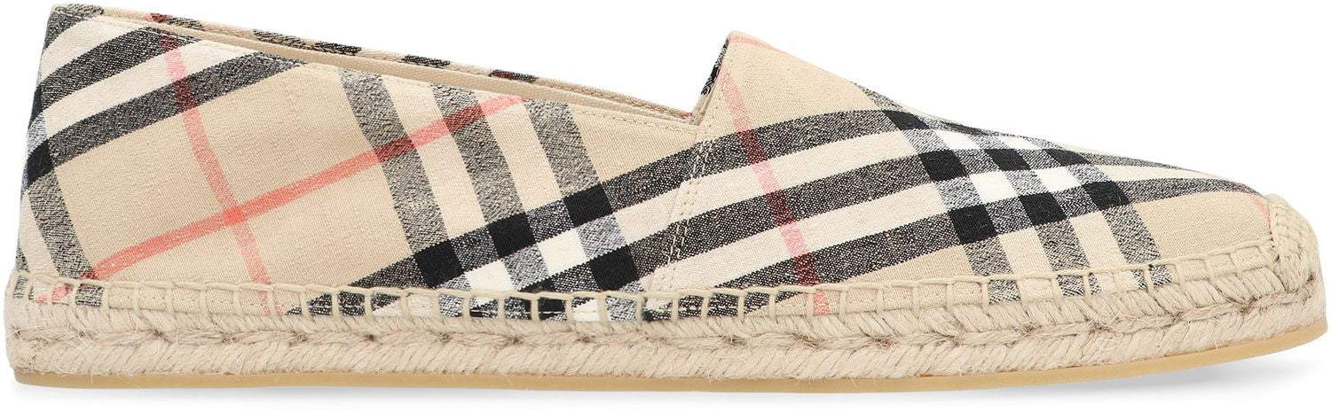 BURBERRY Linen Check Motif Espadrilles for Men