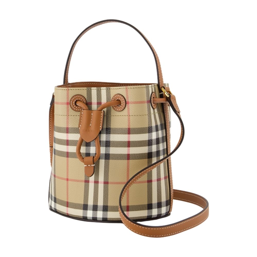 BURBERRY Printed Canvas Bucket Handbag