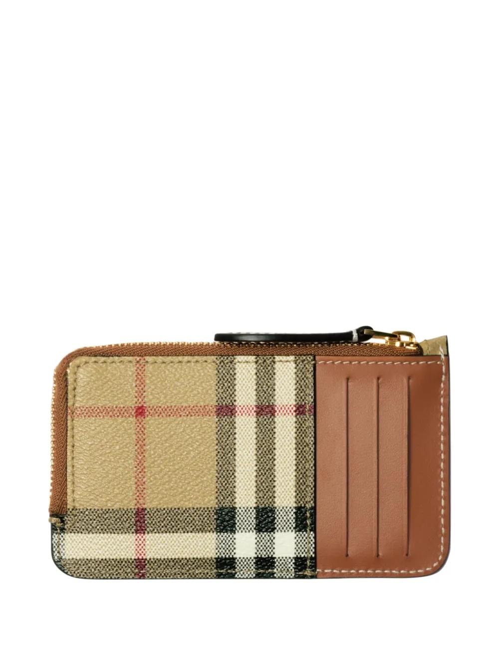 BURBERRY Check Mini Zip Card Case