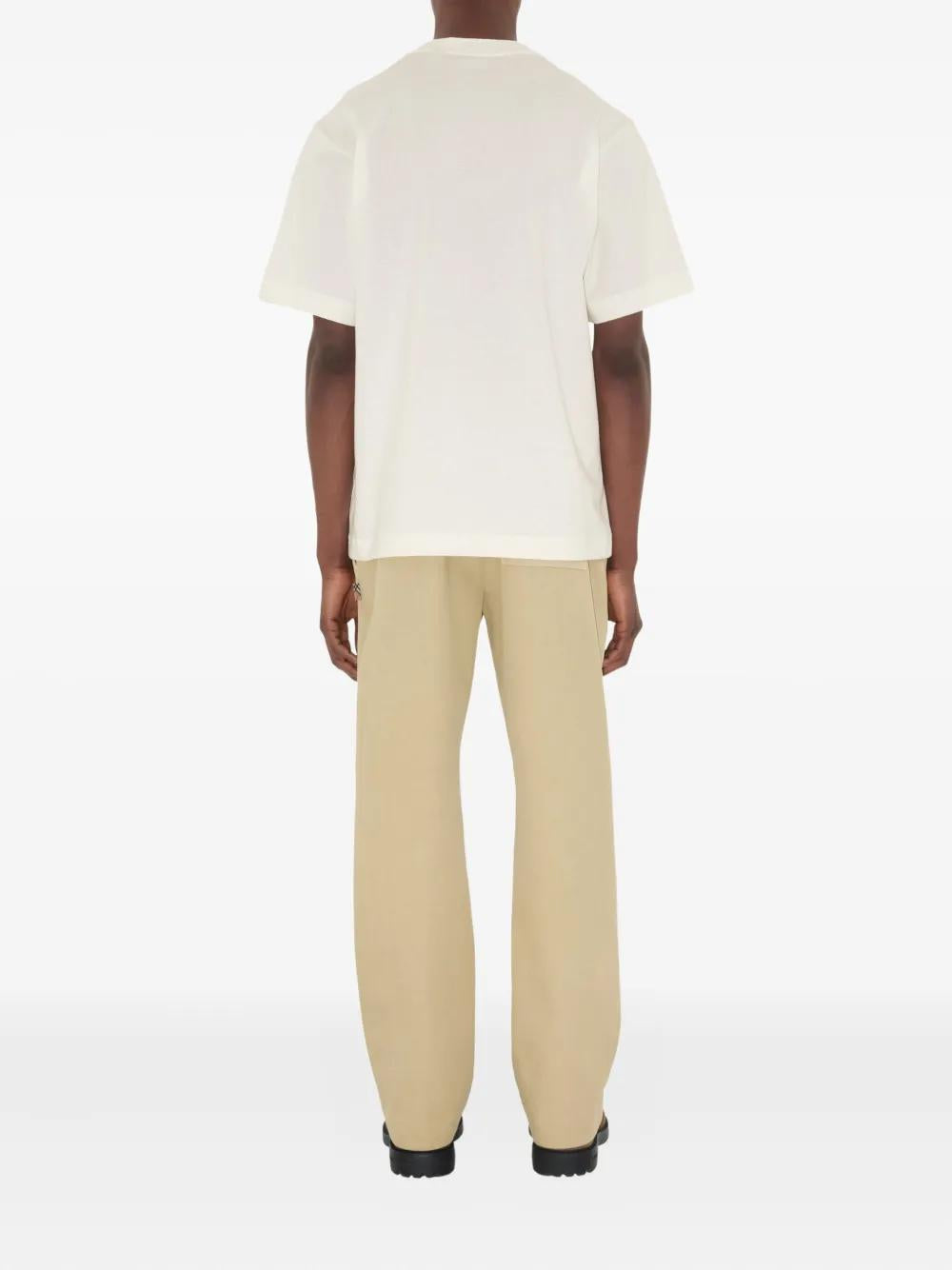 BURBERRY Cotton Crew Neck T-Shirt with Cross Stitch Detail - Men’s Medium