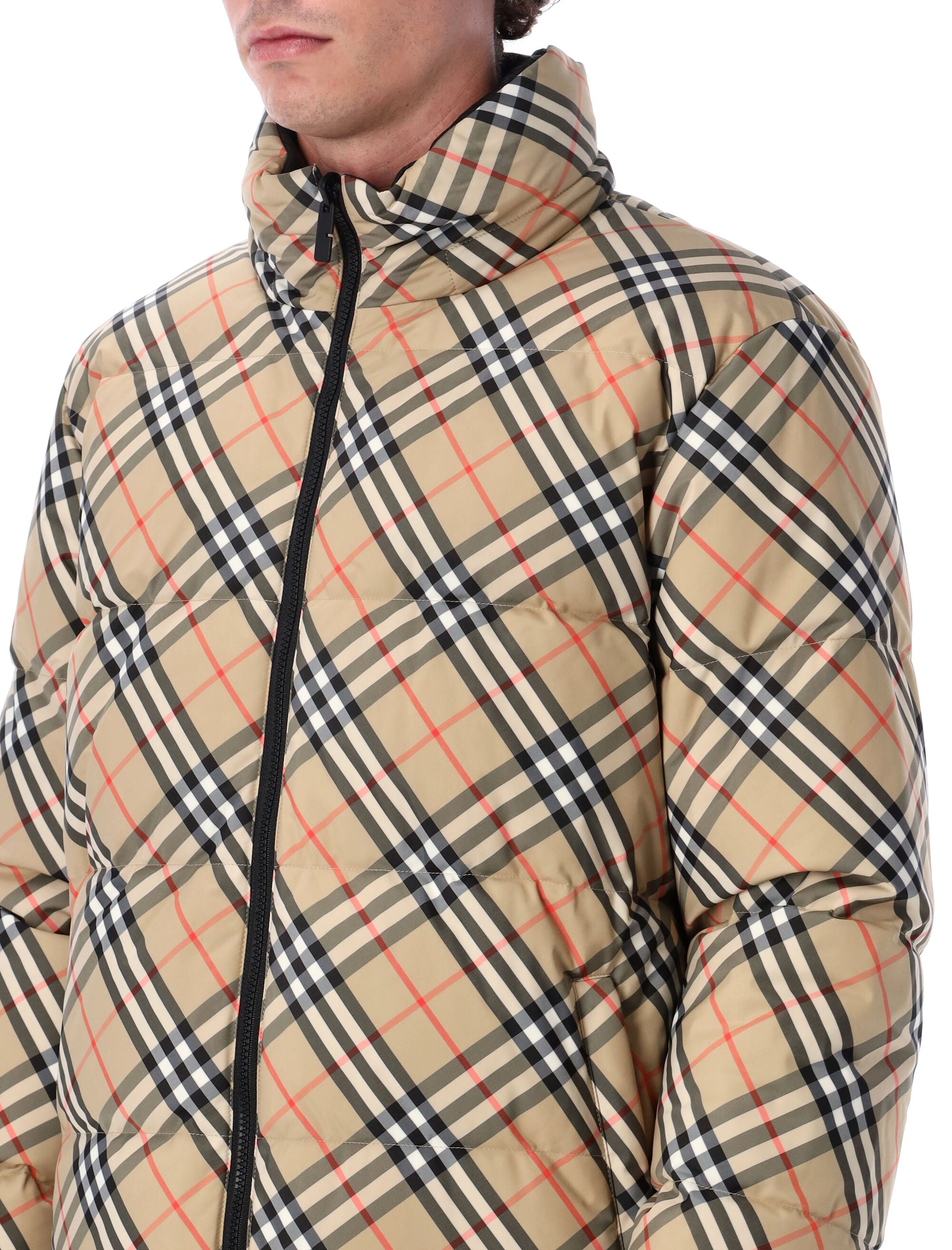 BURBERRY Reversible Down Jacket with Checkered Design for Men