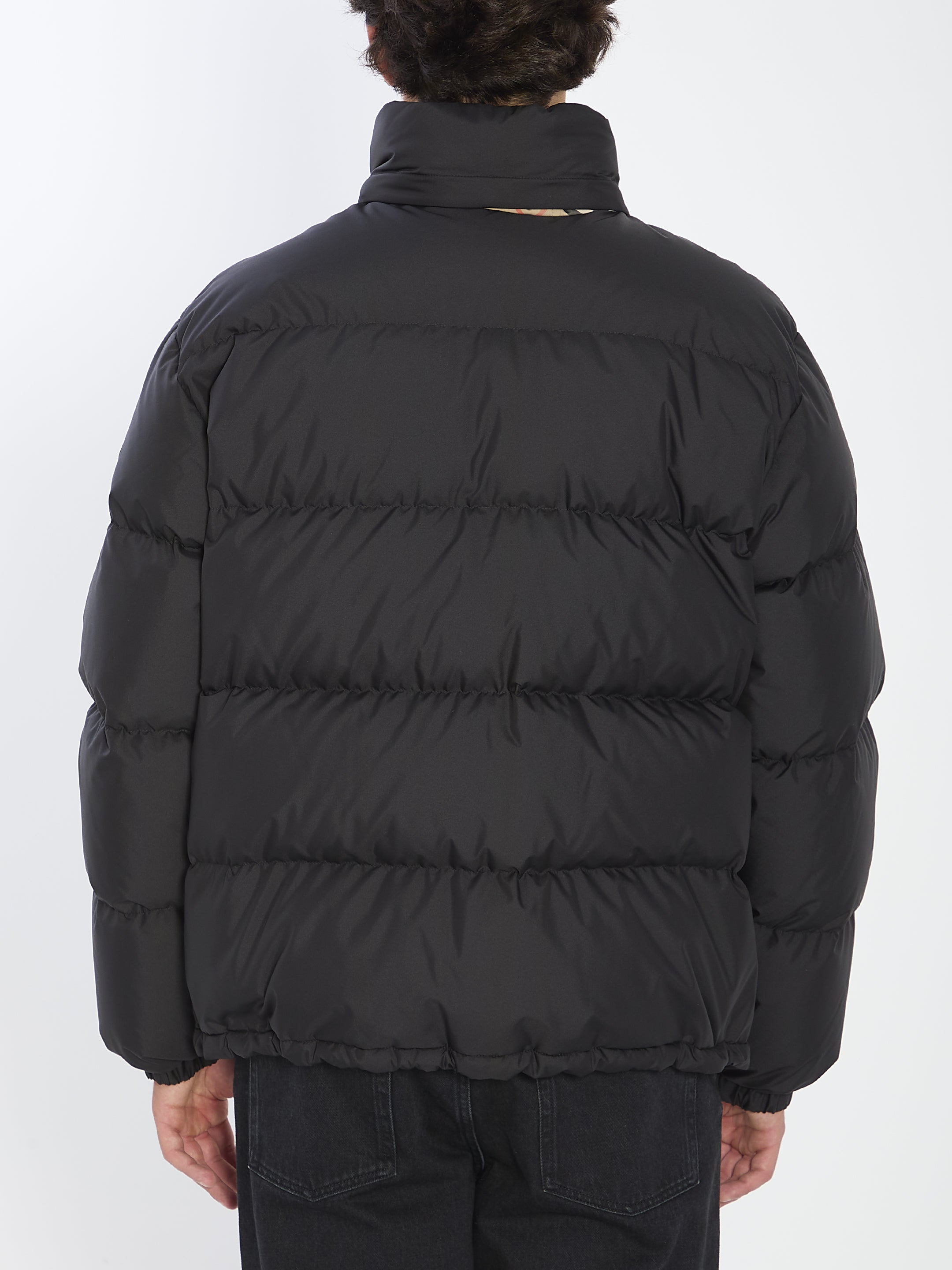 BURBERRY Men's Down Jacket with Check Finishes - Size L