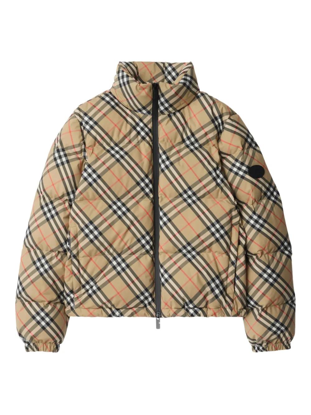 BURBERRY Check Pattern Puffer Jacket - Size S