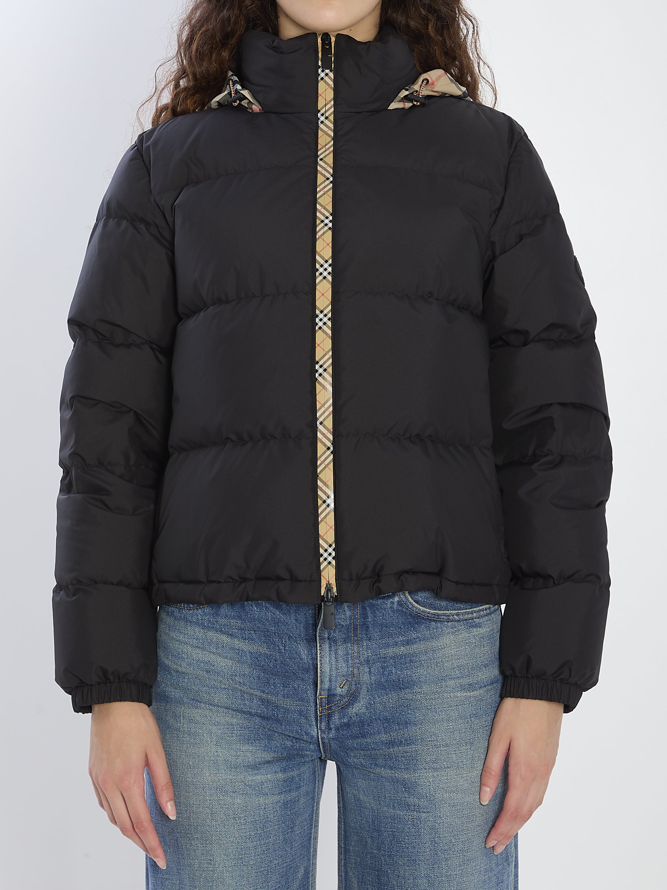BURBERRY Check Trim Puffer Jacket Size S